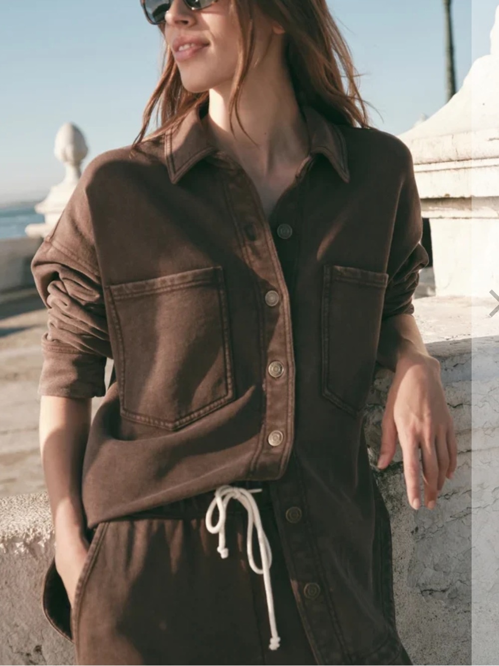 2 piece mocha tie shorts and long sleeve shirt! L